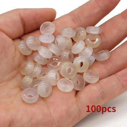 Großhandel 100 Stück Natursteinperlen, großes Loch, Abacus-Form, Agts-Steinperlen für die Herstellung von Schmuck, Halsketten, Loch 4 mm, Größe 5 x 10 mm