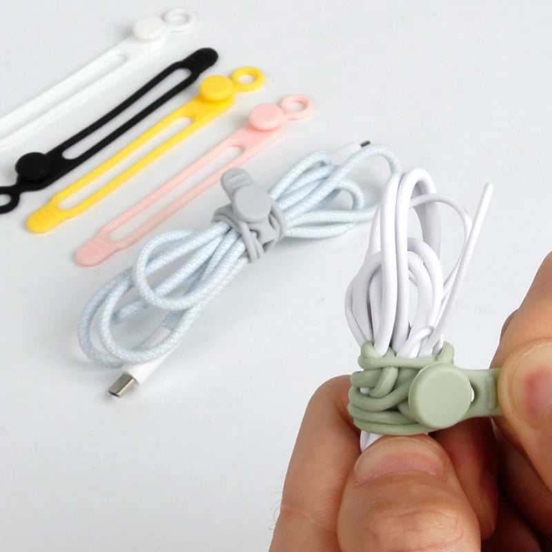 Wiederverwendbare selbstsichernde Silikon-Kabelbinder – bunter Kabel-Organizer für Reisen, Kabelwickel für Kopfhörer-Ladekabel, Schnürsenkel