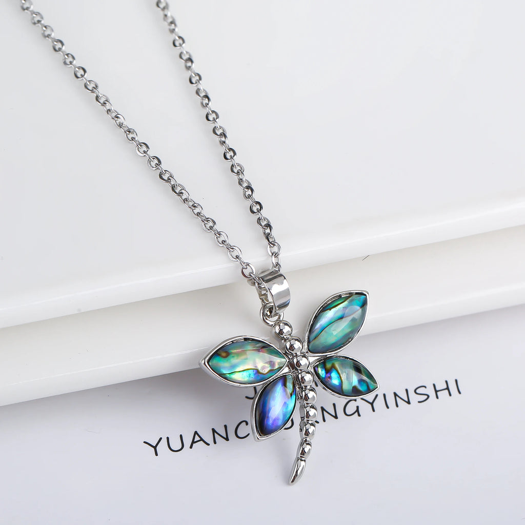 Neue kreative natürliche Muschel Design Insekt Schmetterling Libelle Anhänger Halskette personal isiert für Frau Party Vintage Schmuck Geschenk