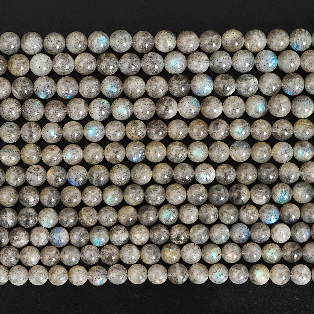 Natürliche graue Labradorit-Perlen, 6 mm, rund, glatt, lose Perlen für DIY-Schmuck, Heilsteine, handgefertigtes Armbandherstellungsmaterial