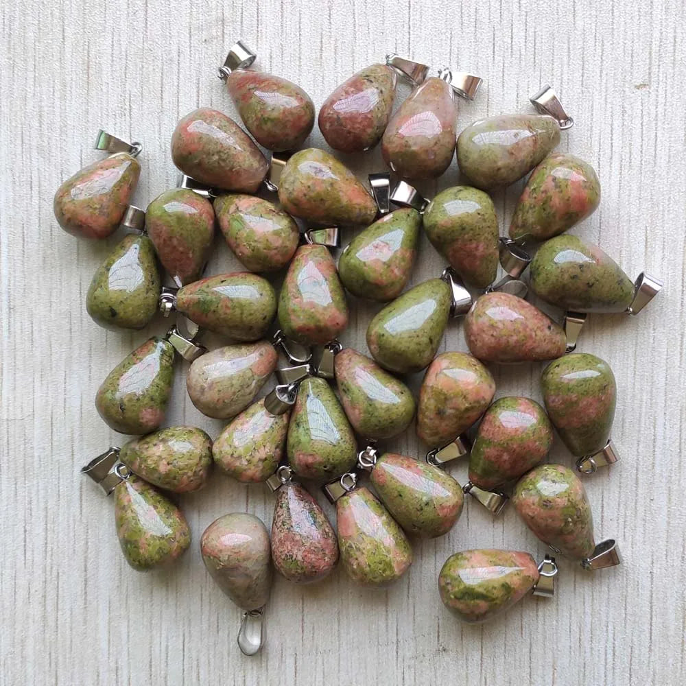 Mode verschiedene gemischte Naturstein Wassertropfen Anhänger Charms DIY Halsketten Schmuck Zubehör machen 50 teile/los Großhandel