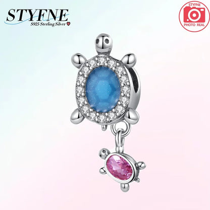 Charm-Charm aus 925er-Sterlingsilber, polychromatischer Zirkon, Sternschildkröte, Seestern-Charms, passend für Original-Armbänder, edler Schmuck, Weihnachtsgeschenk