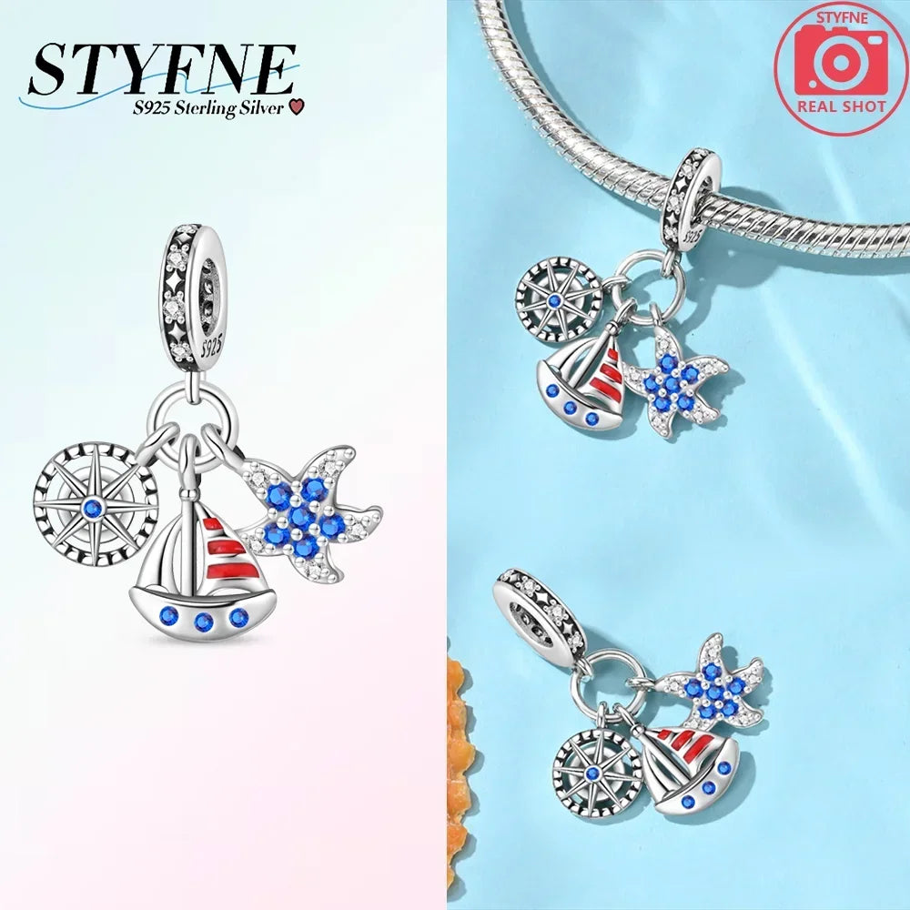 Heißer Verkauf 925 Sterling Silber Ozean Welt Serie Meeresschildkröte Seestern Kleine Krabbe Krake Charms Bead Fit 925 Armband DIY Schmuck