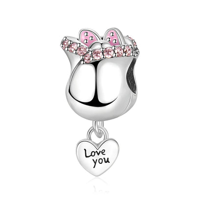 Charm-Anhänger aus 925er-Sterlingsilber mit Oktopusperlen und Stammbaum und Herz, passend für Schlangenarmband, Boutique-Halskette, rosa Anhänger, Geschenk