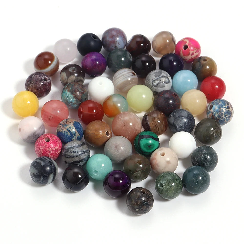 20–100 Stück, 4, 6, 8, 10, 12, 14 mm, Natursteinperlen, gemischte Farben, runde lose Perlen für Schmuckherstellung, DIY-Halskette, Armbänder, Zubehör