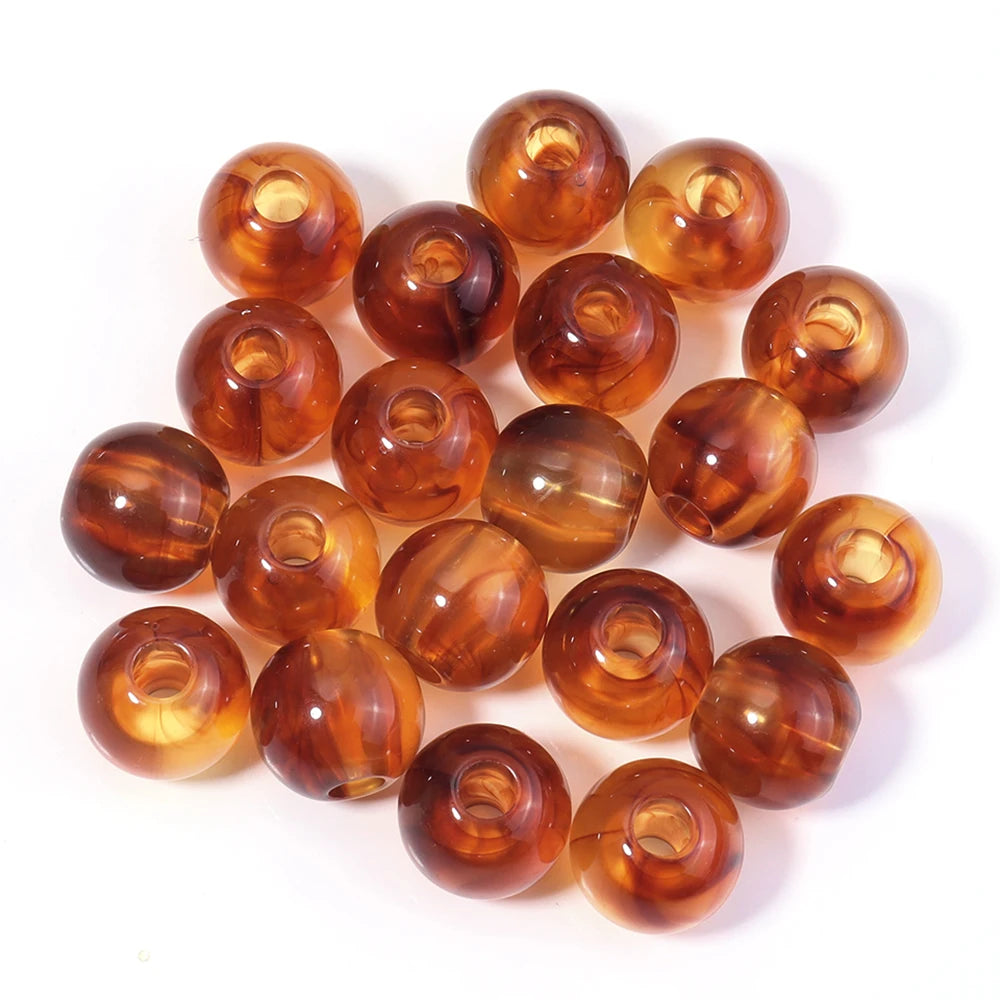 10-200PCS Imitation Bernstein Perlen Runde Acryl Perlen Lose Große Loch Spacer Perlen Für Schmuck Machen DIY Armband halskette