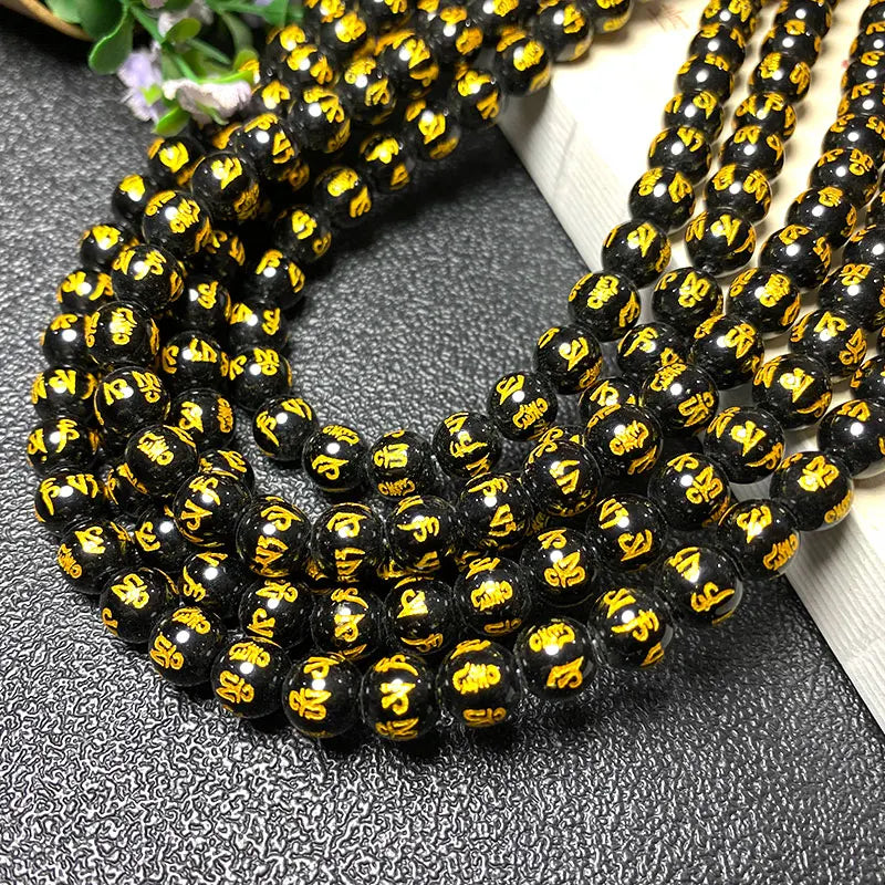 Großhandel Schwarz Onyx Achat Runde Naturstein Perlen Für Schmuck Machen DIY Armband Halskette Charms 4/6/8/10/12/mm Strang 15''