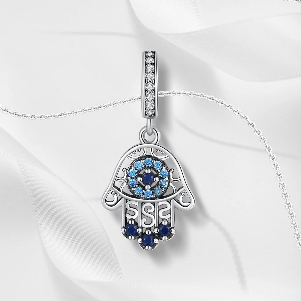 Blaue Serie 925 Sterling Silber Eidechsen-Herz Roboter Kaffee Mit Blumen Charms Passend für DIY Armband Halskette Casual Party Geschenke