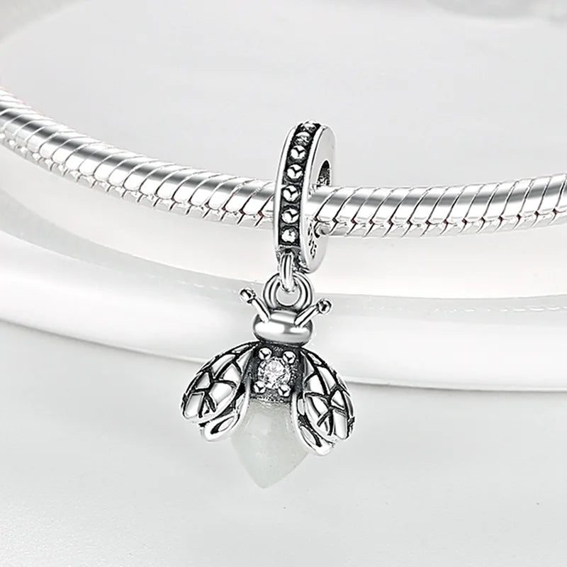 925er Sterlingsilber, original leuchtende Glühwürmchen, modische Charm-Perlen, DIY-Armband, Halskette, Verlobung, Geburtstag, Schmuck, Geschenk