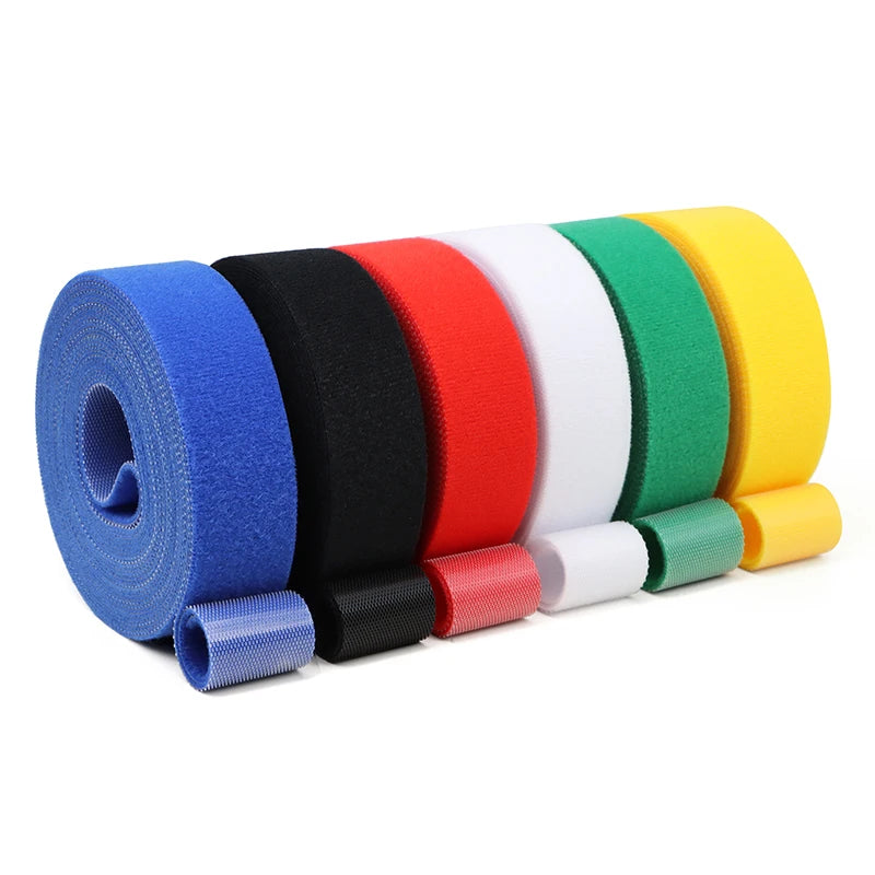 5m/Rolle Kabelbinder 10/15/20/25mm Wiederverwendbare Schlaufenbinder Selbstklebende Nylon-Bänder Organizer-Clip Kabelbefestigungsband Management