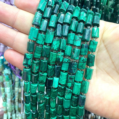 8x12mm Naturstein Grüner Malachit Unregelmäßiger Zylinder Lose Distanzperlen für Schmuckherstellung Diy Armband Charms Zubehör