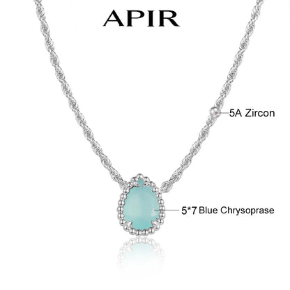 APIR Edelstein Wassertropfen Halskette Böhmischer Stil Damen Anhänger Halskette 5A Zirkon Kette Halskette Schmuck Täglich Niedrigster Preis