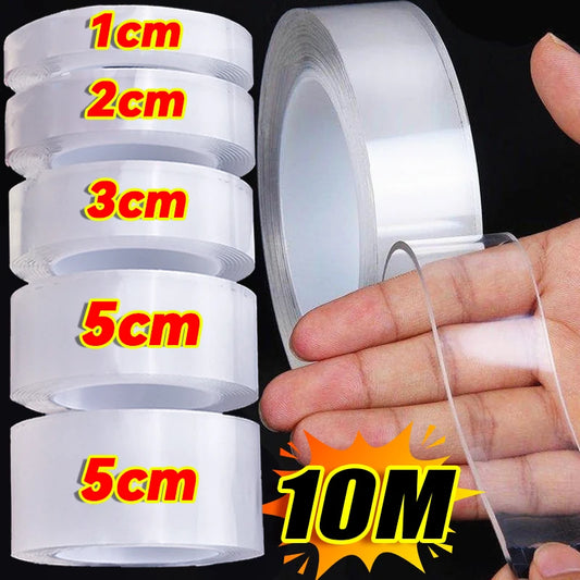 1–10 m Nano-Doppelseitiges Klebeband, robust, transparent, wasserfest, spurlos, extra starker Kleber, abnehmbarer Dichtungsstreifen, 1/2/3/5 cm