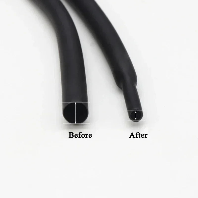 1/2/3/5 m 2:1 Schrumpfschlauch Wrap Schwarz Durchmesser 0,6 ~ 210 mm Isolierter Polyolefin-Thermoschlauch DIY Drahtreparatur Kabelschutz