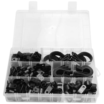 200 Stück R-Typ P-Typ Kabelklemmen Kunststoff-Nylon-Drahtklammern Sortiment-Set Hardware-Werkzeuge Kabelclips Schnallen-Clips Kabelbinder-A68X