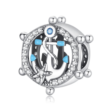 Blaue Serie 925 Sterling Silber Eidechsen-Herz Roboter Kaffee Mit Blumen Charms Passend für DIY Armband Halskette Casual Party Geschenke
