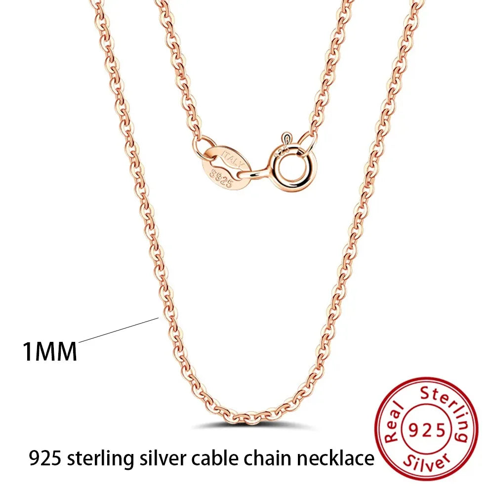 Effie Queen 100% 925 Sterling Silber Basis-Kettenhalsketten Box/Schlangen-/Chopin-/Figaro-Kette mit Perlen 40-60cm Unisex DIY Alltagskleidung