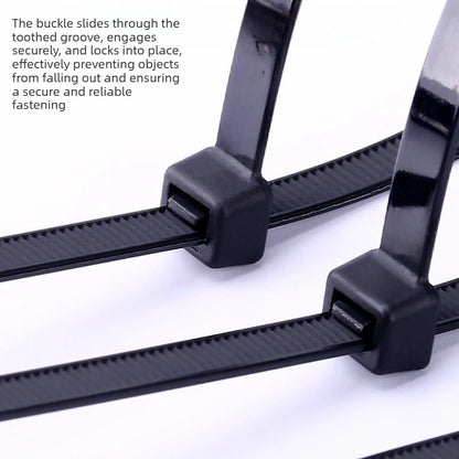 Mehrzweck-Kabelbinder aus schwarzem Kunststoff, verdickter Schnallen-Kabelbinder, selbstsichernder Nylon-Kabelbinder