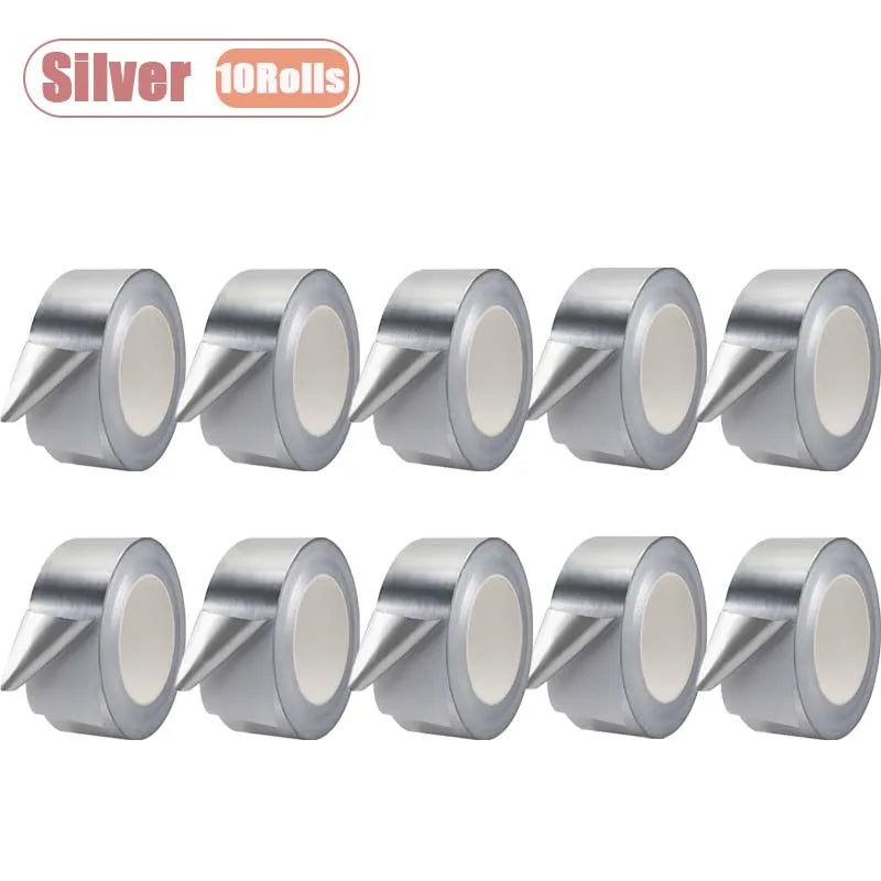 1–10 Rollen robustes Aluminiumfolienband zur Kanalabdichtung und Reparatur von Heißwasserrohren, hitzebeständiger, wasserfester Klebstoff