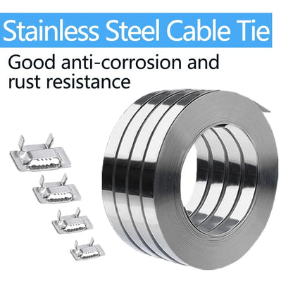 304 Edelstahl Kabelbinder Reel Self-Locking Zip Kabelbinder Schnalle Elektrische Box Industriellen Pipeline Zahn Schnalle Stecker