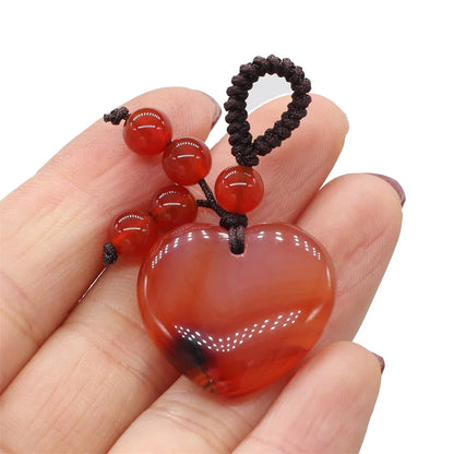 Natürliche Stein Keychain Charms Herz Rot Achate Amethysten Opal Anhänger für Schmuck Machen Halskette Keychain Geschenk