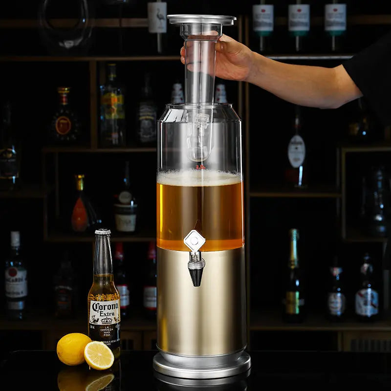 Kreative leuchtende Wein kanonen bar, spezieller Getränke eimer, Fassbier eimer, roter Netz eimer mit Wasserhahn