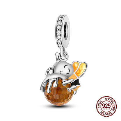 Herbst Neue 925 Sterling Silber Braun Maple Leaf Kürbis Biene Charms Bead Fit 3mm 925 Original Armbänder DIY schmuck Warmes Geschenk