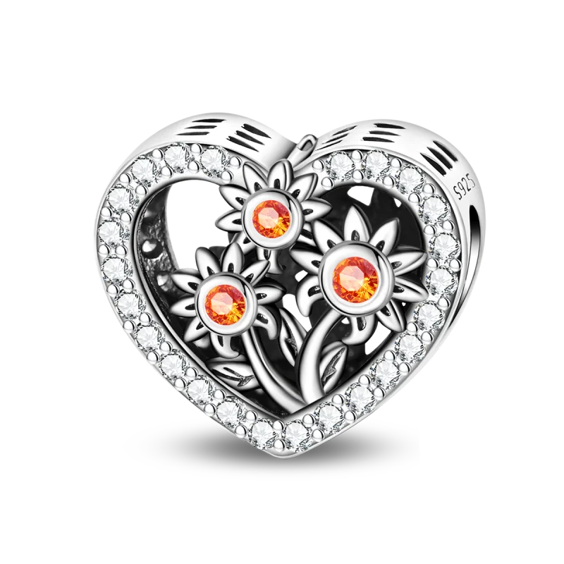 Kürbishaus-Perlen und Kuchen-Donut-Herzform aus 925er-Sterlingsilber, dreifach baumelnder Charm, passend für Armbänder, goldene orangefarbene Anhänger-Geschenke