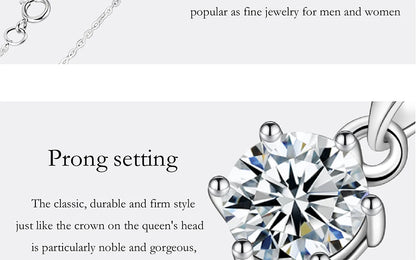 PERFANY 0,5-5CT Moissanit Halskette für Frauen S925 Reines Silber Klassische Sechs Klaue Runde Diamant Anhänger Minimalistischen Hochzeit schmuck