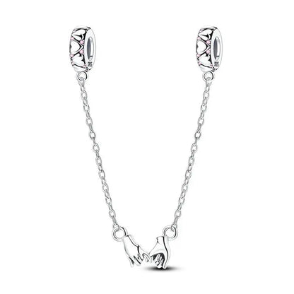 Lucky Clover Clip Charms 925 Sterling Silber Original Black Cat Stopper Clamp Silikon Spacer Charm für DIY Schmuck Armband