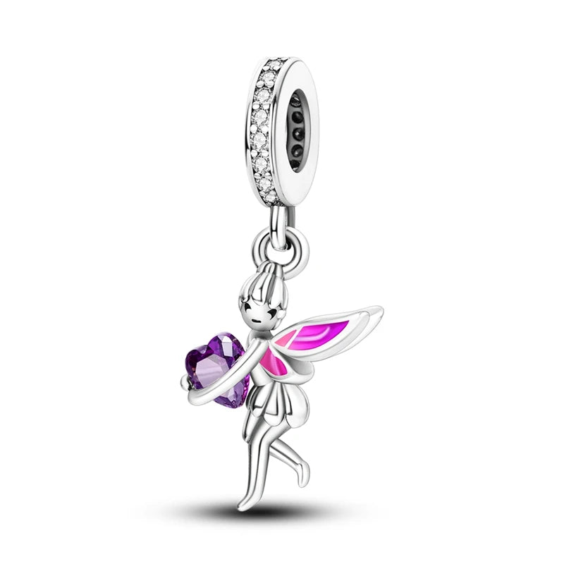 Sicherheitsketten aus 925er-Sterlingsilber, violette Serie, Schmetterling, Widder, Zwillinge, passend für Original-Armbänder, DIY-Schmuckherstellung, Geschenk für Frauen