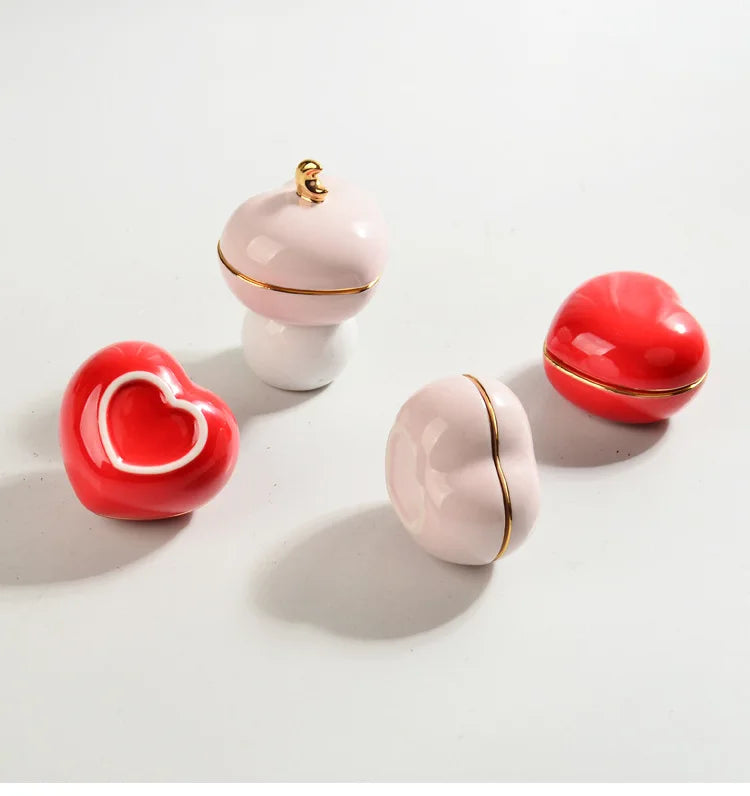 Love Pet Urn, Ceramic, Cat, Dog, Memorial Casket, Funeral Supplies, 13 ml Capacity, Red, Pink, Sealed, Multi-Purpose