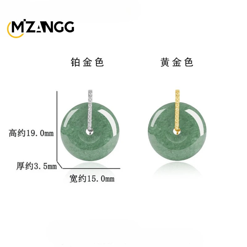 Natürlicher Jadeit A Goods Bean Green Peace Button Anhänger S925 Silber mit Ice Jade Halskette für Männer und Frauen Viel Glück