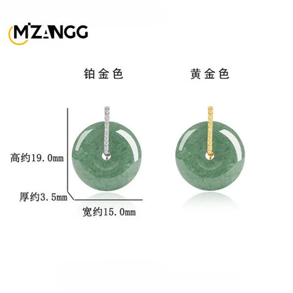 Natürlicher Jadeit A Goods Bean Green Peace Button Anhänger S925 Silber mit Ice Jade Halskette für Männer und Frauen Viel Glück