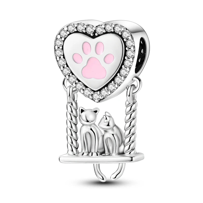 Neue 2025 925 Sterling Silber Charms Perlen Liebe Herz Rosa Original Charm Anhänger Fit Charm Armbänder DIY Schmuck Geburtstag Geschenk