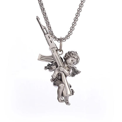 Vintage Gothic Totenkopf Jesus Kreuz Anhänger Halskette Katholischer Schmuck für Männer Punk Religiöse Amulett Halskette
