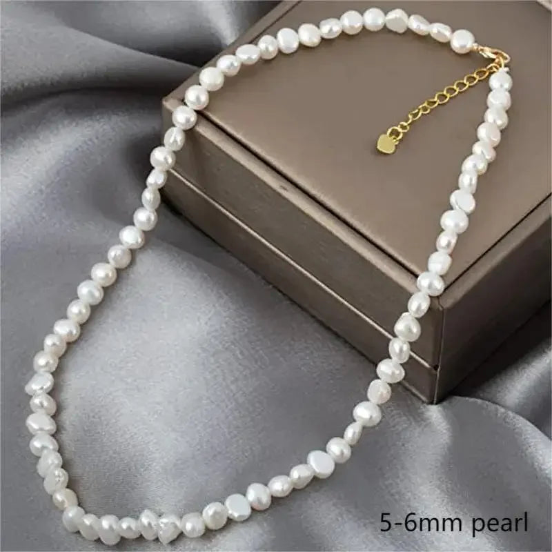 Echte natürliche barocke Süßwasserperlen-Halskette für Frauen und Mädchen, Geschenk, beliebte AA 5–6 mm, 8–9 mm Perlenschmuck-Halskette