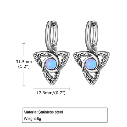 Vnox Vintage Celtic Knot Pendant Necklaces with Moonstone Inlay for Men and Women, Witch Knot Collar Jewelry with Box Chain