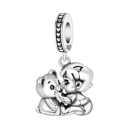 Funkelnde Edelsteinperlen aus 925er-Sterlingsilber mit eingelegten Edelsteinen und baumelnder Charm mit unendlichem Knoten, passend für Schlangenarmband, Boutique-Halskette, schönes Geschenk