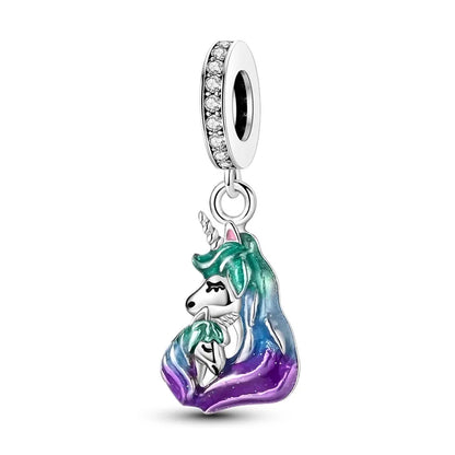 Heißer Verkauf, 925er-Sterlingsilber, Sterne und Mond, Perlen, Schmetterling und Engel, baumelnder Charm, passend für Armbänder, niedliche bunte Anhänger-Geschenke