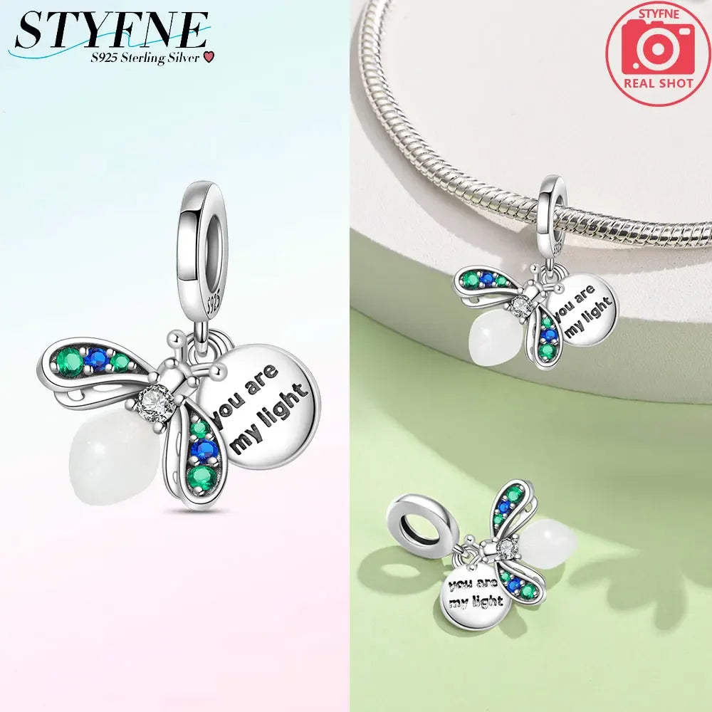 925er Sterlingsilber, Farbe, Glühwürmchen, Chamäleon, Schmetterling, leuchtende Charms, Perlen, passend für Original-Armbänder, DIY-Schmuck, Geschenk