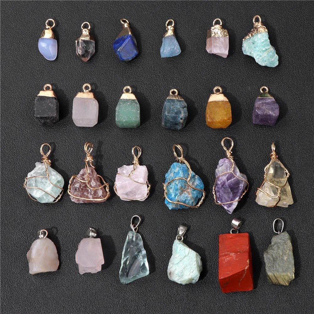 5 stücke Natürlichen Rauhen Stein Anhänger Unregelmäßige Form Healing Amethysten Labradorit Agat Quarz Anhänger Für DIY Handgemachte Halskette