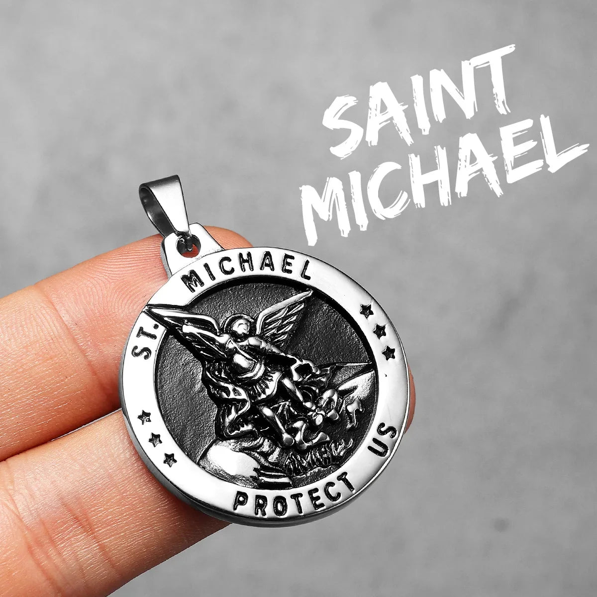 Bow Angel St. Michael Men Necklaces Stainless Steel Pendant Chain Powerful Strong Amulet Vintage Cool Women Jewelry Gifts Wholesale