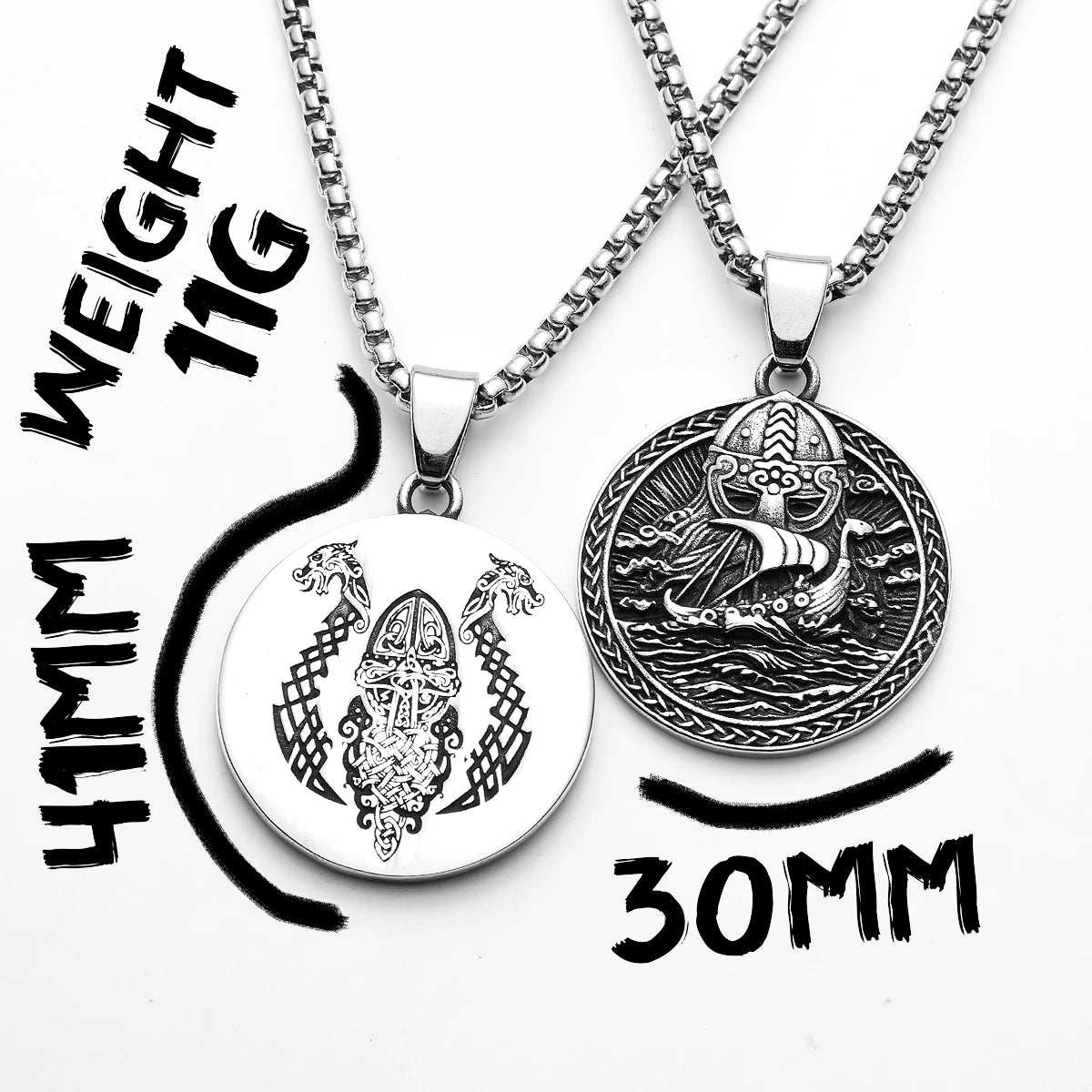 Viking Piraten Amulette Doppelseitige Schnitzerei Männer Halsketten Edelstahl Anhänger Kette Frauen Punk Schmuck Zubehör Geschenke