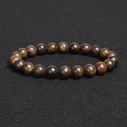 Genuine natural stone bracelet: Apatite, Lapis Lazuli, Agate, Crystal, Tiger's Eye. High-quality gemstone bead bracelet. Men's jewelry bangle.
