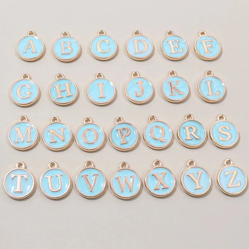 26 Stück 12x14mm A-Z Buchstaben Charms Emaille Alphabet Initial Letter Charms Anhänger Handgemachtes DIY Armband Schmuck Herstellung Zubehör