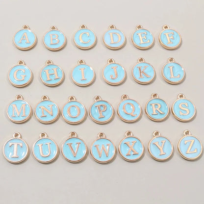 26 Stück 12x14mm A-Z Buchstaben Charms Emaille Alphabet Initial Letter Charms Anhänger Handgemachtes DIY Armband Schmuck Herstellung Zubehör