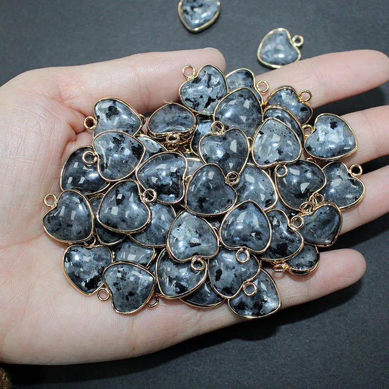 10 Stück Liebe Naturstein Amethyst Tigerauge Rosa Kristall Mischfarbe Stein Herz Anhänger für DIY Schmuck Halskette Exquisites Geschenk