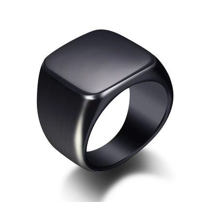 316L Edelstahl Quadrat Signet Ring Für Männer Männlich Finger Schmuck Zubehör Antioxidans Anti-stress Ring