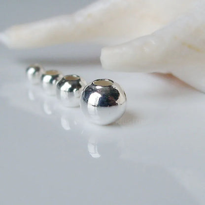 Massive Perlen aus 925er-Sterlingsilber, nahtlos, rund, lose Abstandshalter, Schmuck-DIY-Ergebnisse